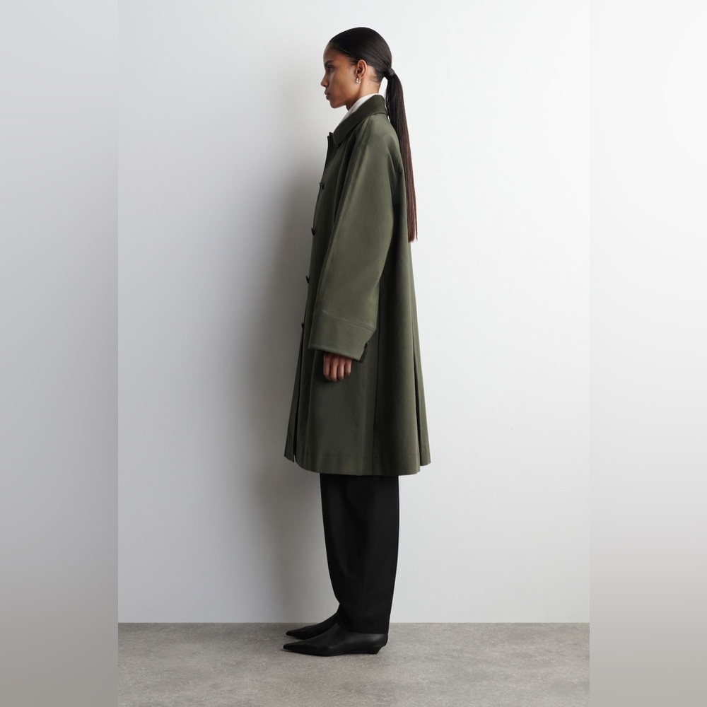 COS Dark Olive Single-Breasted Trench Coat - Picture 3 of 9